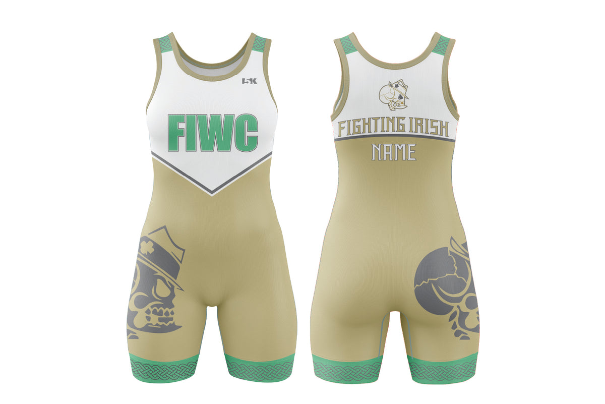 Fightin' Irish Wrestling Sublimated Women's Singlet - Mint Green Design