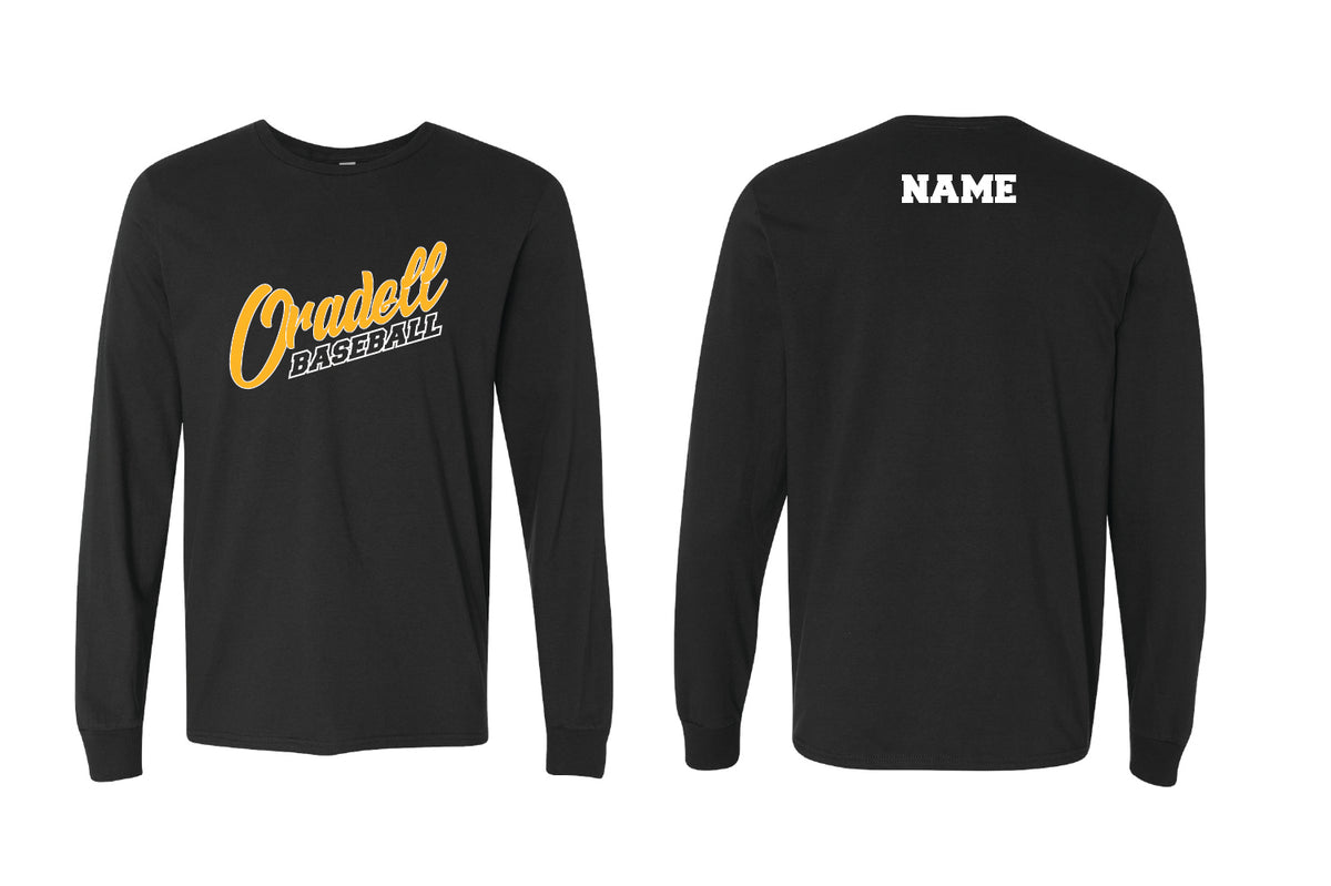 Oradell Baseball Cotton Crew Long Sleeve Tee - Black