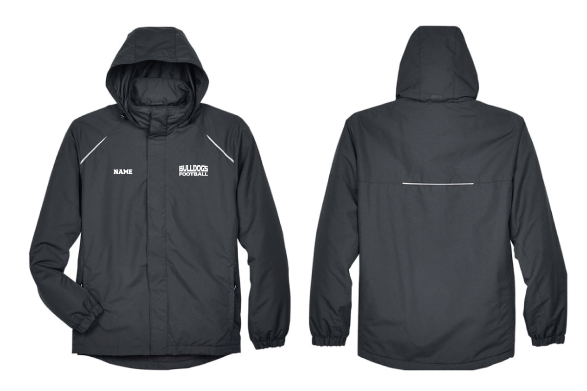 Lynn English Bulldogs Football Men's Hooded Rain Jacket - Carbon