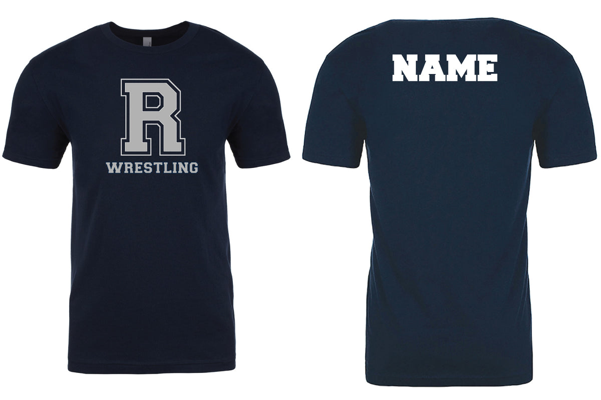 Rutherford Wrestling Cotton Crew Tee - "R" Logo - Navy