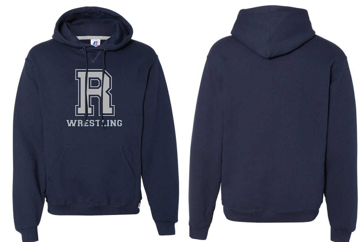 Rutherford Wrestling Cotton Hoodie - "R" Logo Navy