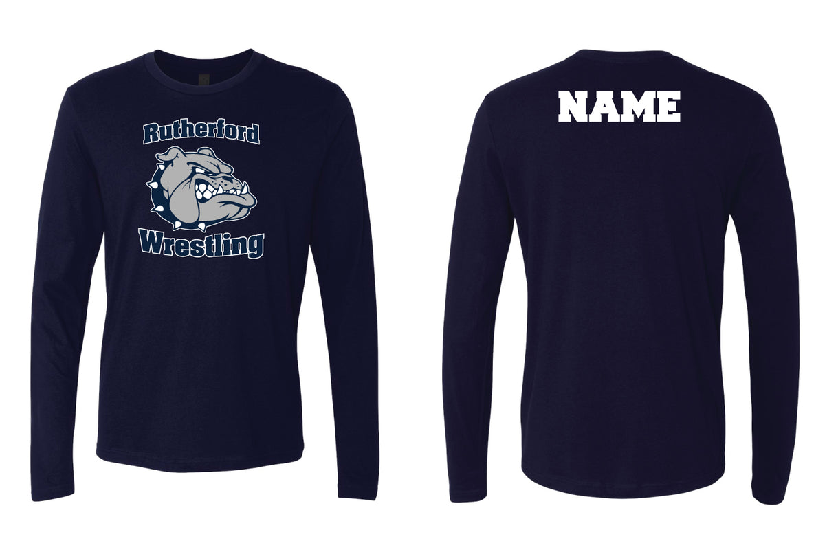 Rutherford Wrestling Cotton Crew Long Sleeve Tee - Navy