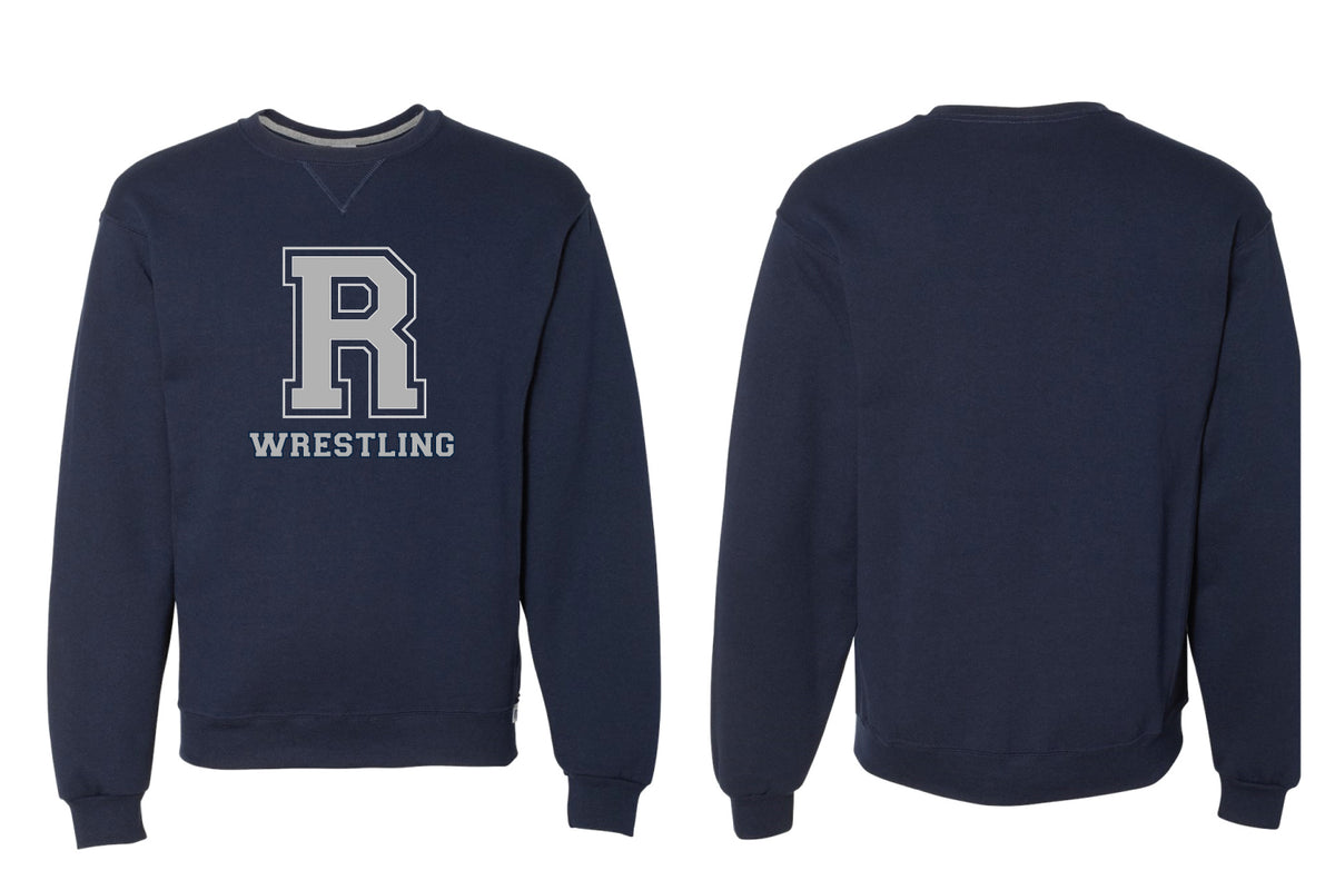 Rutherford Wrestling Cotton Crewneck Sweatshirt - "R" Logo - Navy