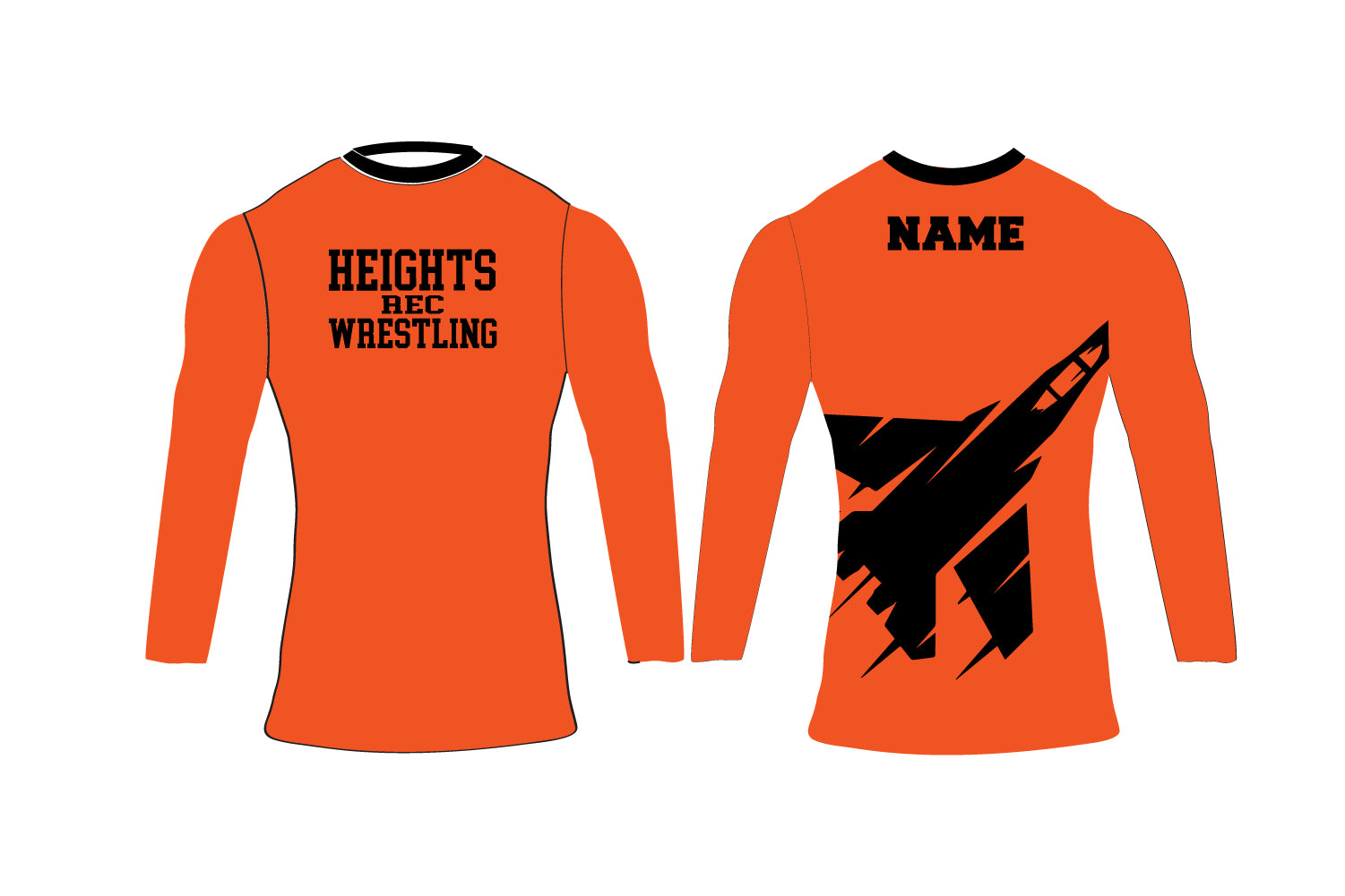 Hasbrouck Heights Wrestling Sublimated Longsleeve Compression Shirt - Orange