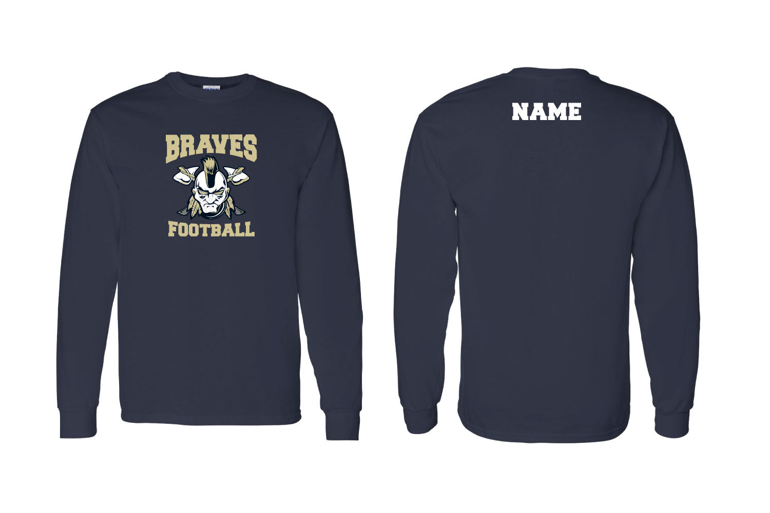 Braves Football Cotton Crew Long Sleeve Tee - Navy