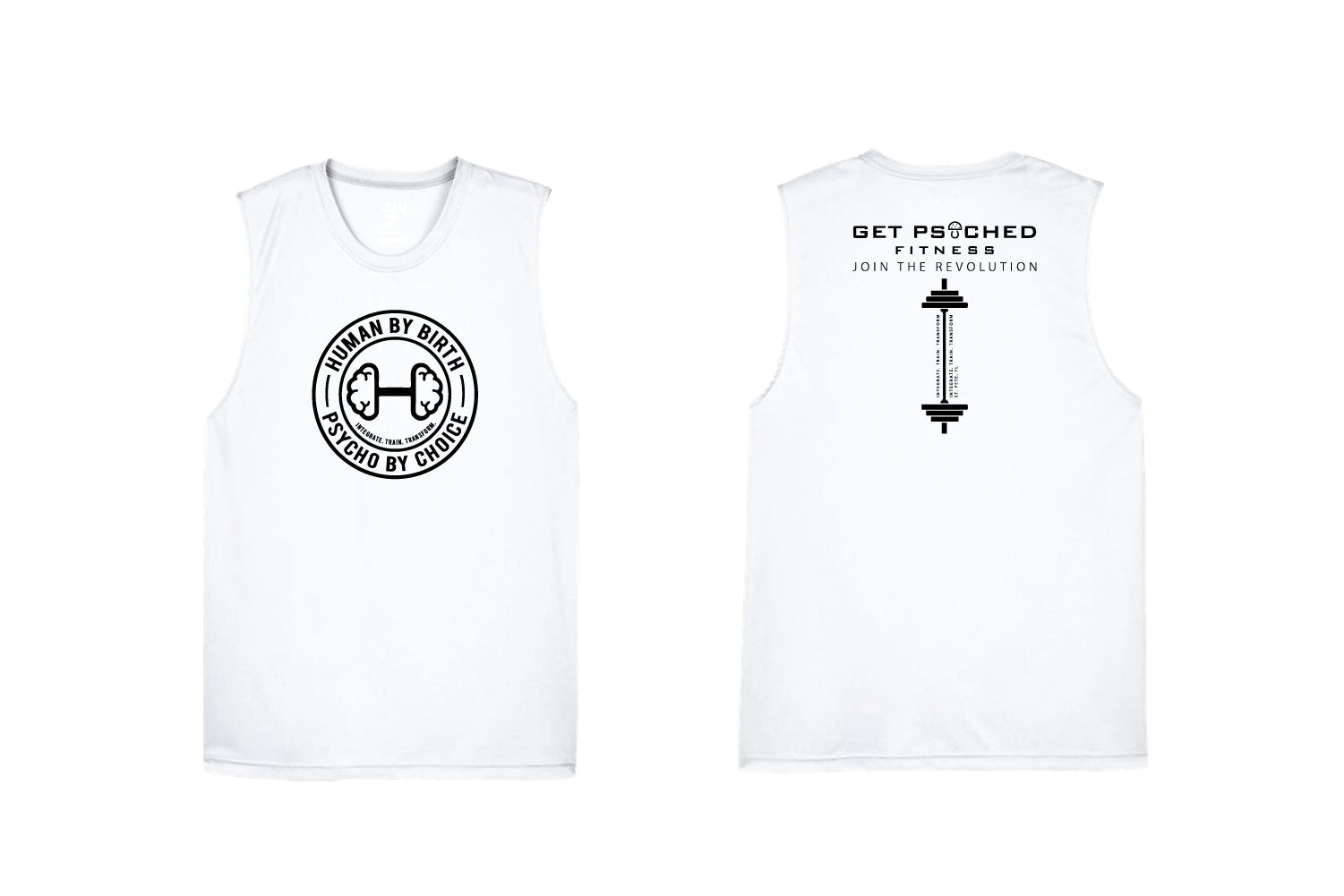 Get Psyched Fitness Men's DryFit Tank Top - White