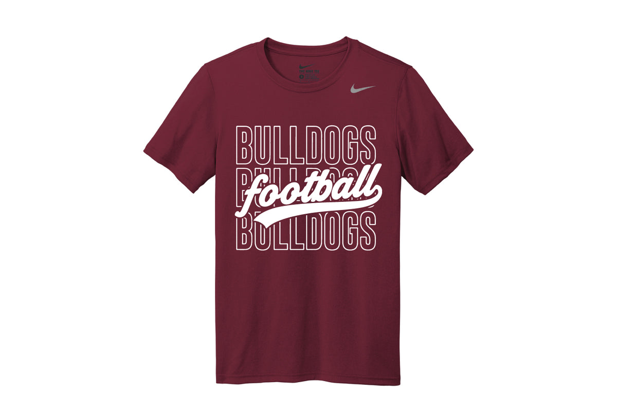 Lynn English Bulldogs Football Nike Dryfit Tee Vintage Logo - Maroon