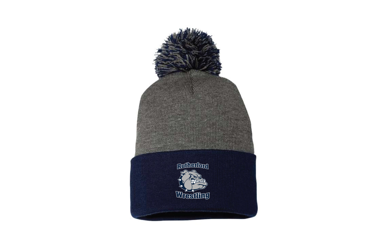 Rutherford Wrestling Pom Beanie - Navy/Grey