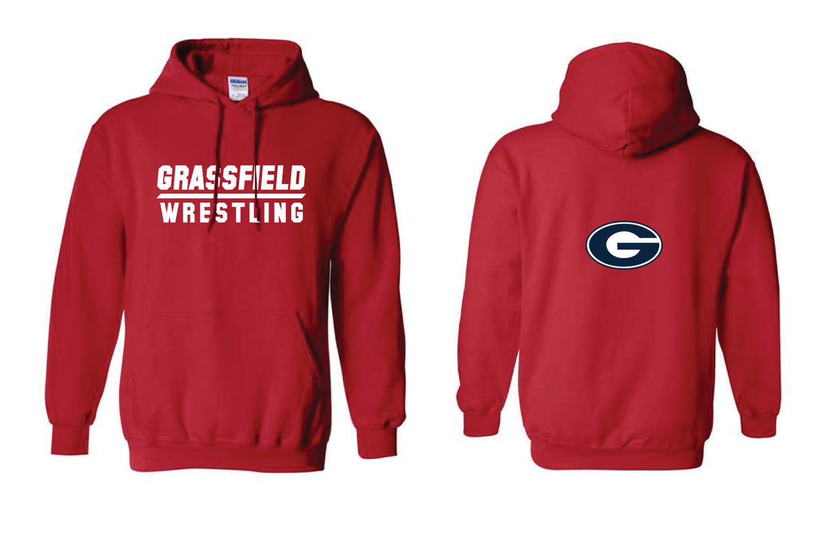 Grassfield Grizzlies Wrestling Cotton Hoodie - Red