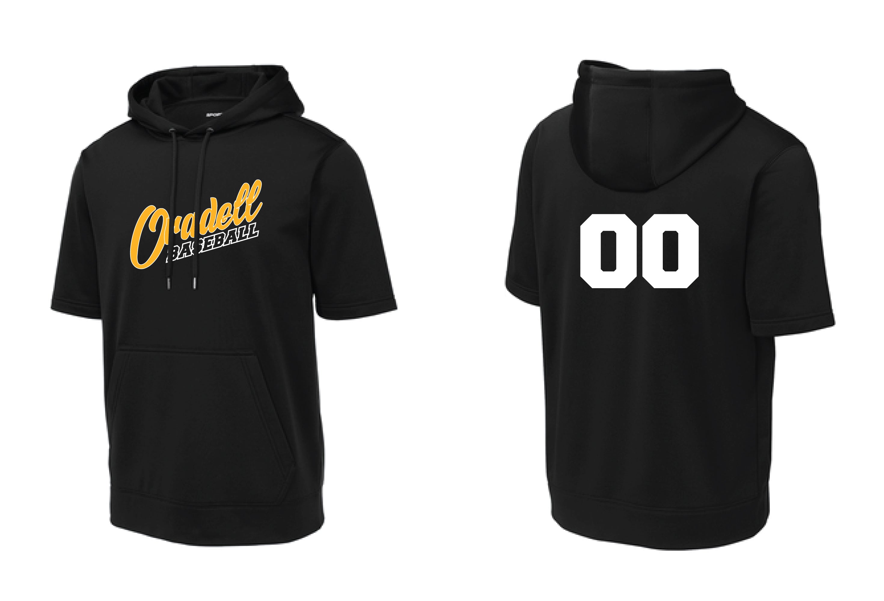 Oradell Baseball Short Sleeve Hoodie - Black