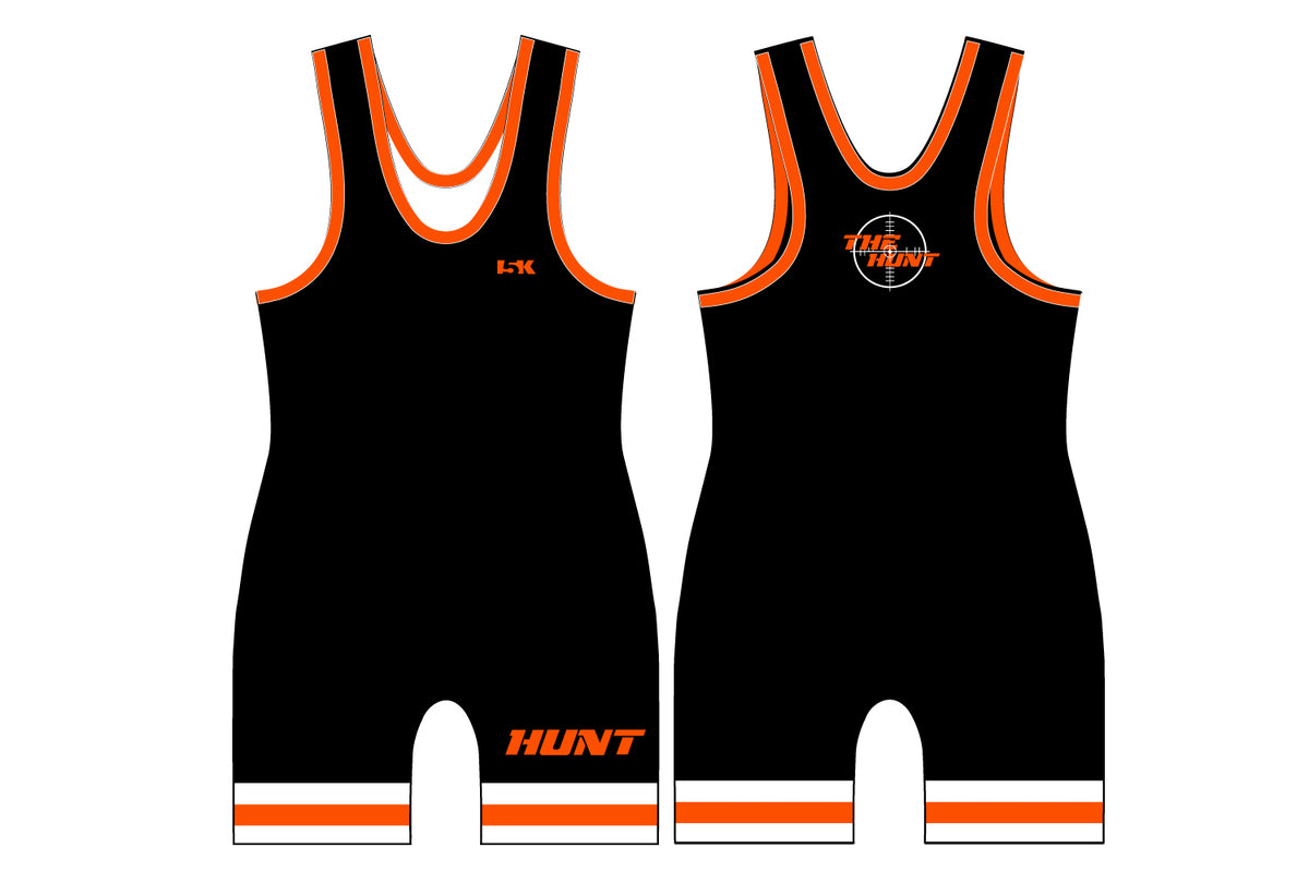 The Hunt Wrestling Sublimated Singlet - Design 1 (Black)