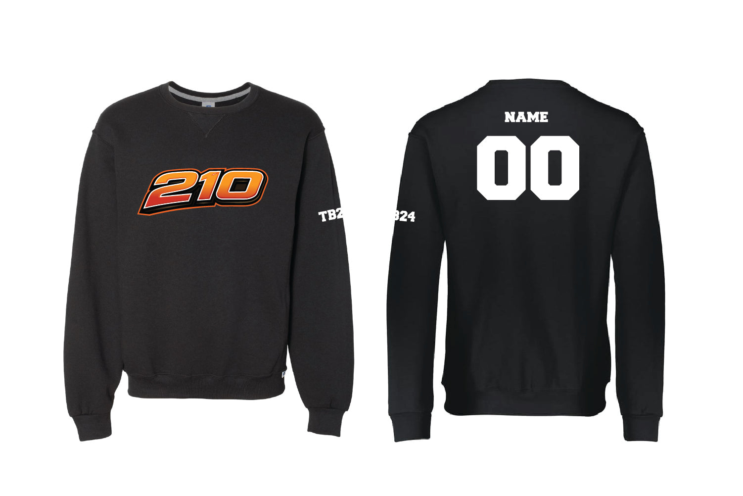 210 Baseball Cotton Crewneck Sweatshirt - Black