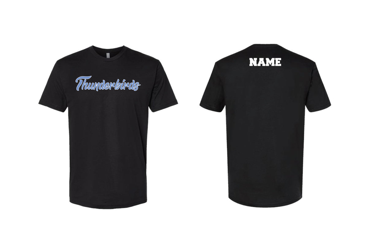 Mahwah Thunderbirds Cotton Crew Tee - Black (T-Bird Script Design)