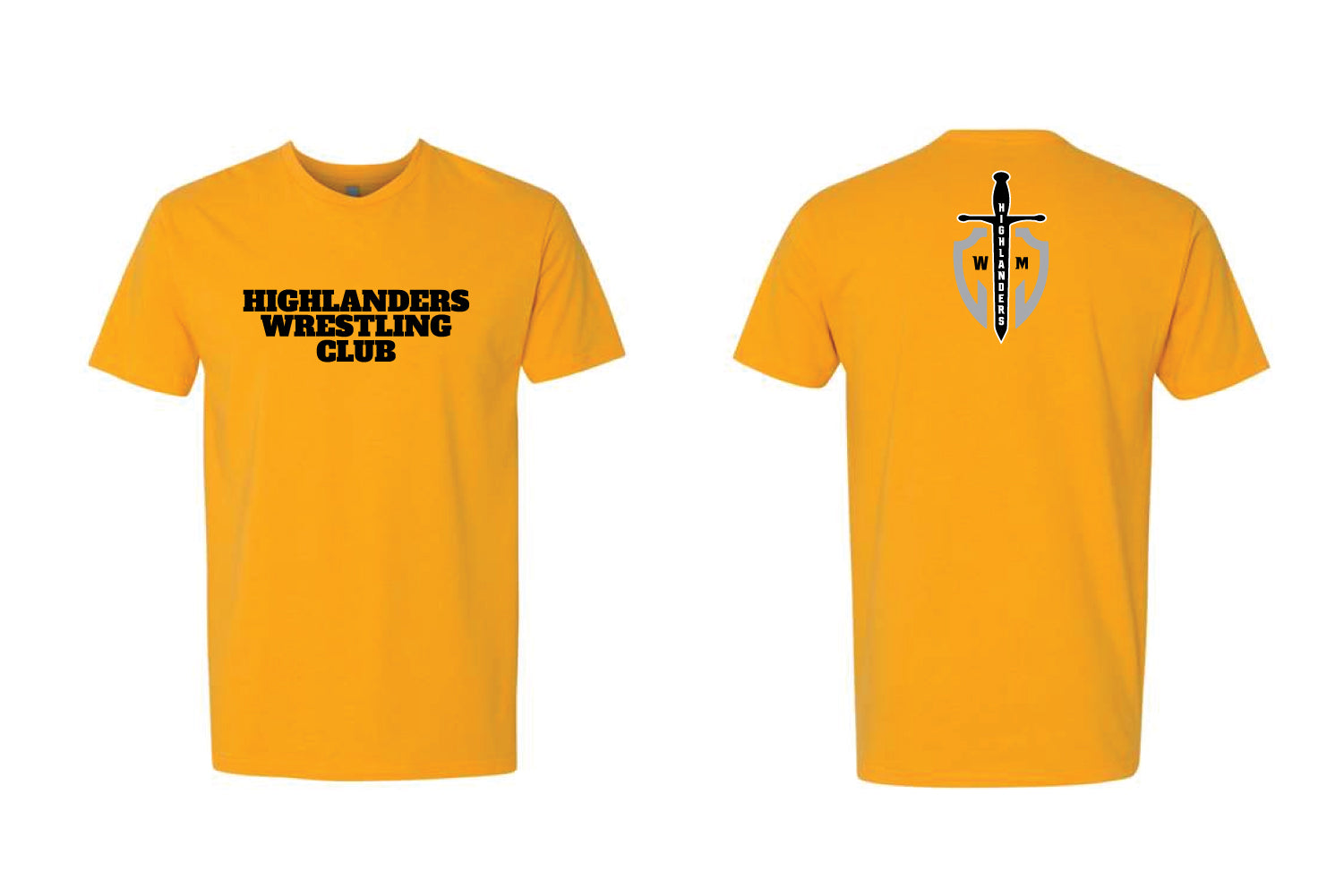 Highlanders Wrestling Club Cotton Crew Tee - Gold