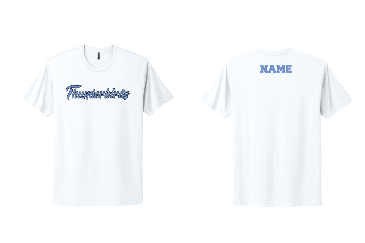 Mahwah Thunderbirds Cotton Crew Tee - White (T-Bird Script Design)
