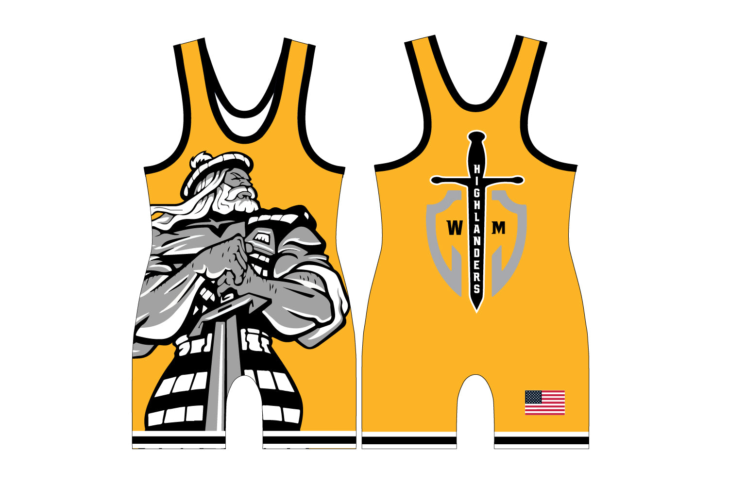 Highlanders Wrestling Club Sublimated Men's Singlet - Design 2