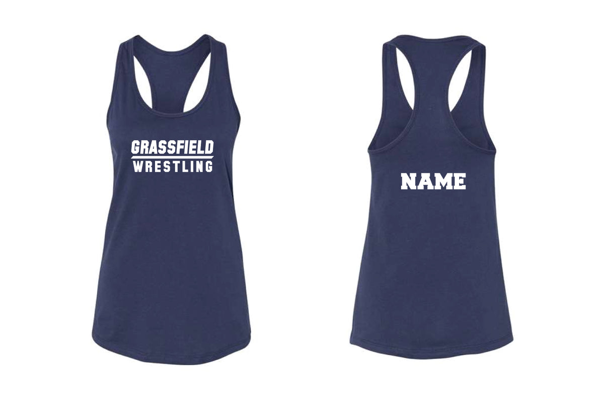 Grassfield Grizzlies Wrestling Ladies Racerback Cotton Tank Top - Navy