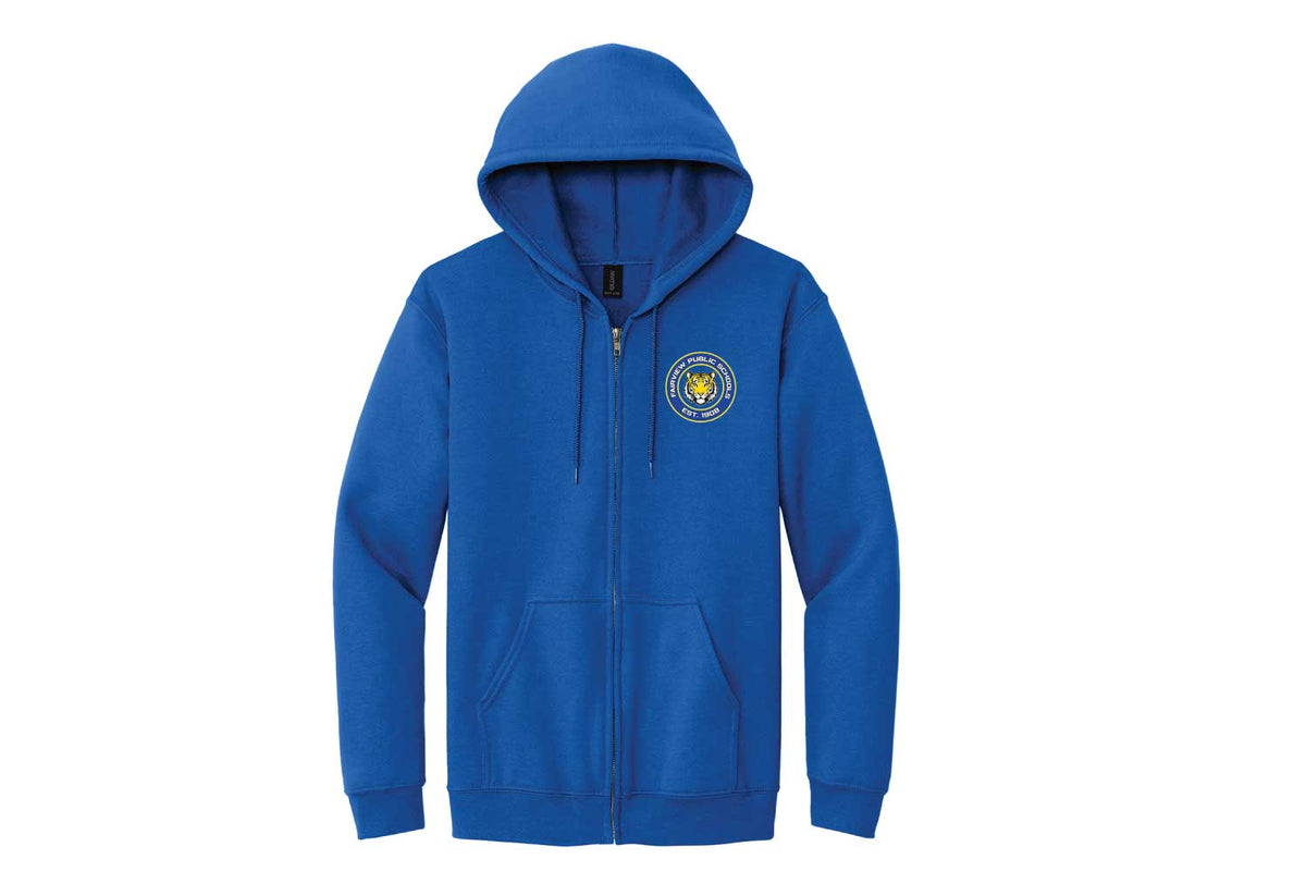 Fairview Public Schools Full-Zip Hooded Sweatshirt - Royal (Embroidered Logo)