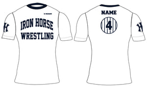 Iron Horse Wrestling Sublimated Compression Shirt - White/Navy - 5KounT2018