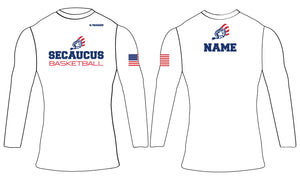 Secaucus High School Basketball Sublimated Longsleeve Compression Shirt White/Gray - 5KounT2018