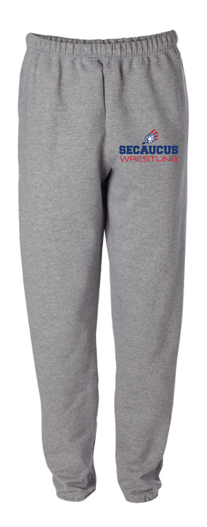 Secaucus High School Wrestling Cotton Sweatpants - Grey - 5KounT2018