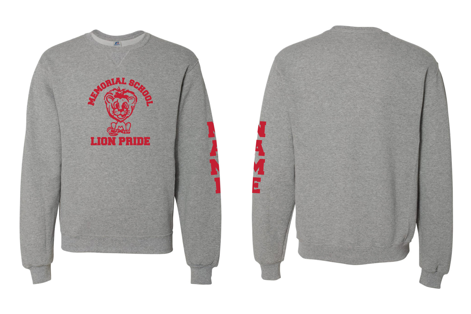 Memorial Elementary School Russell Athletic Cotton Crewneck Sweatshirt - Grey
