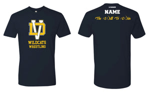 Del Val Wildcats Wrestling Cotton Crew Tee - Navy - 5KounT