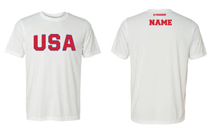 USA Freestyle Wrestling Dryfit Performance Tee - White/Red - 5KounT2018