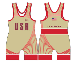 Freestyle Sublimated Men's Singlet - Red / Gold - 5KounT2018
