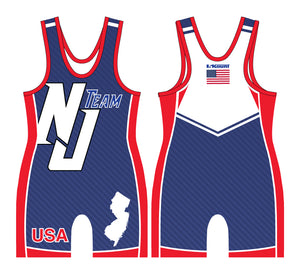 NJ Wrestling Team Men's Singlet Navy Red/Blue - 5KounT2018