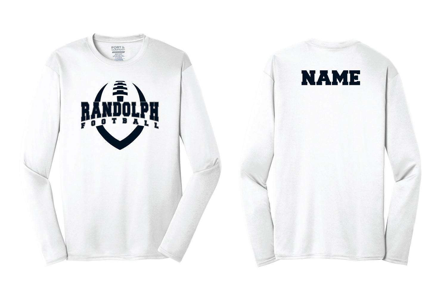 Randolph Football Long Sleeve Dryfit Performance Tee - White (Design 1)
