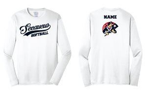Secaucus softball Long leeve Dryfit Performance Tee - White - 5KounT2018