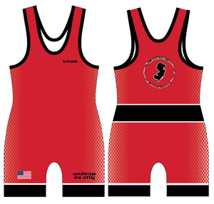 NJ Underground Wrestling Club Sublimated Men's Singlet v2 - Black/White/Red - 5KounT2018