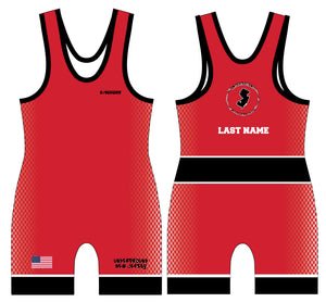 NJ Underground Wrestling Club Sublimated Men's Singlet - Black/White/Red - 5KounT2018