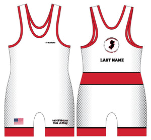 NJ Underground Wrestling Club Sublimated Men's Singlet - Black/White/Red - 5KounT2018