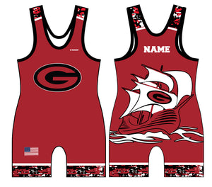 Guilderland Wrestling Sublimated Men's Singlet - Red - 5KounT2018
