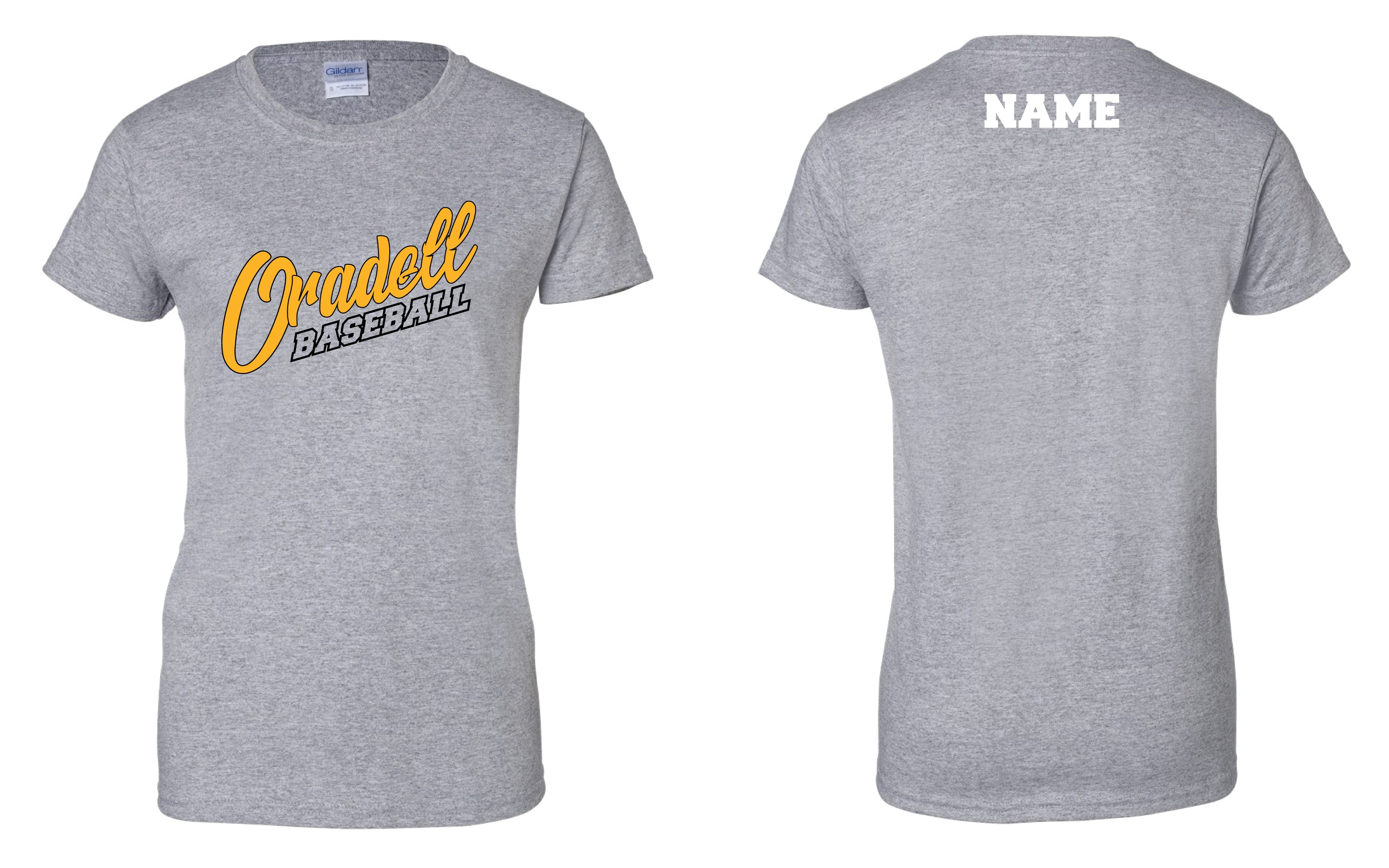 Oradell Baseball Cotton Women's Crew Tee - Gray - 5KounT