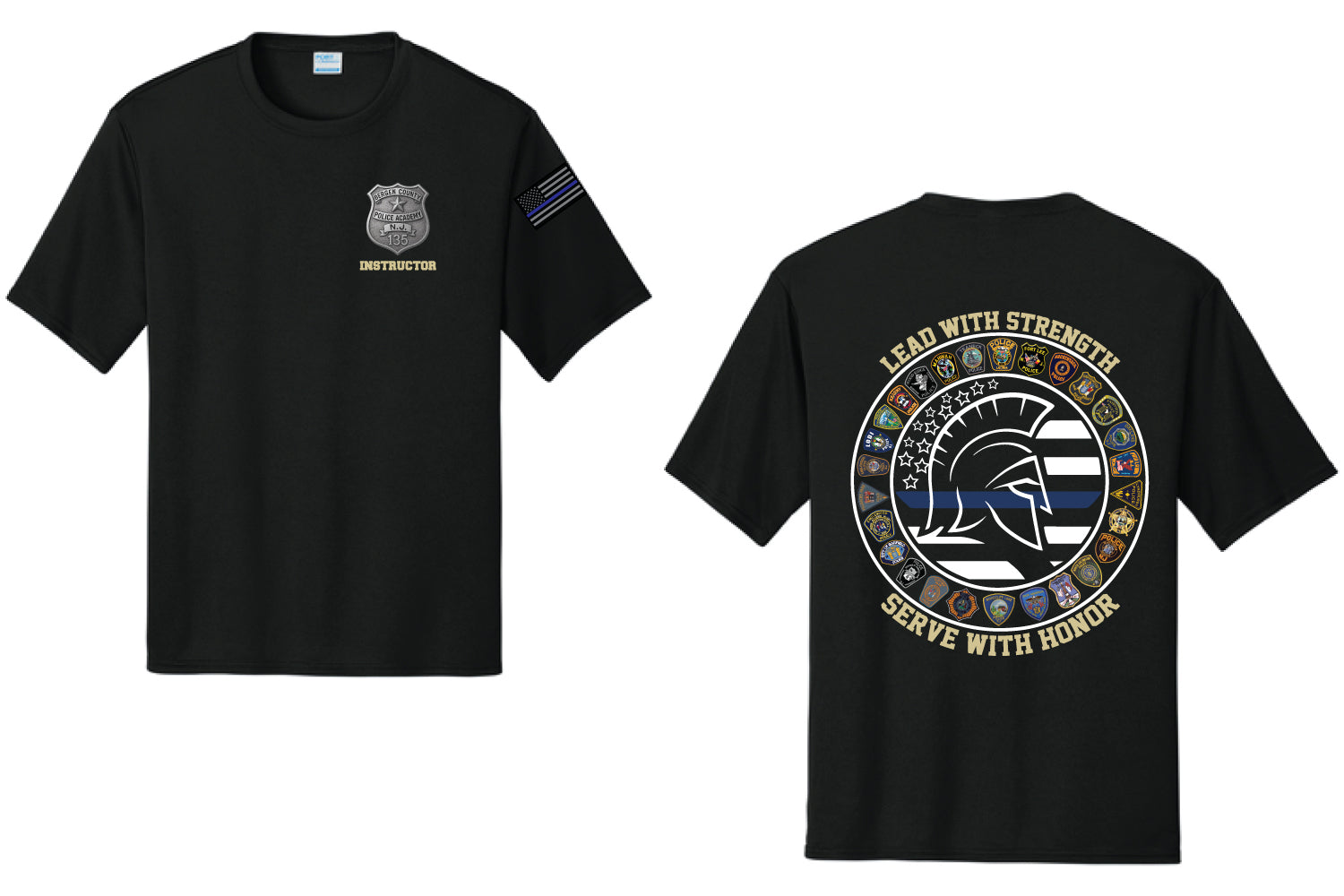 #135 Bergen County Police Academy Dryfit Performance Tee - Black (Instructor)