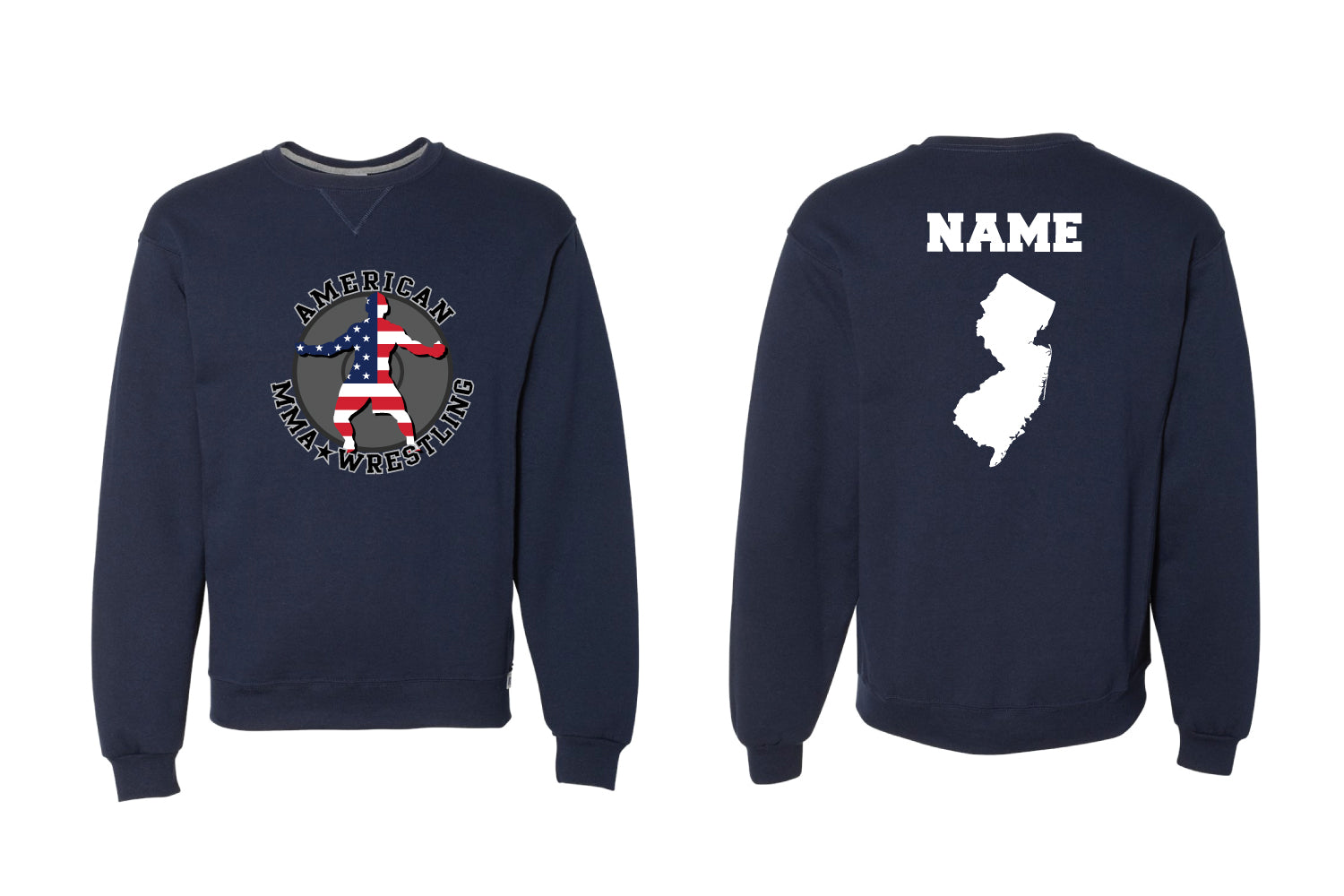 American MMA Wrestling Cotton Crewneck Sweatshirt - Navy