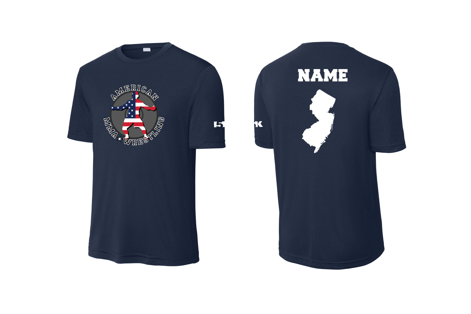 American MMA Wrestling Dryfit Performance Tee - Navy