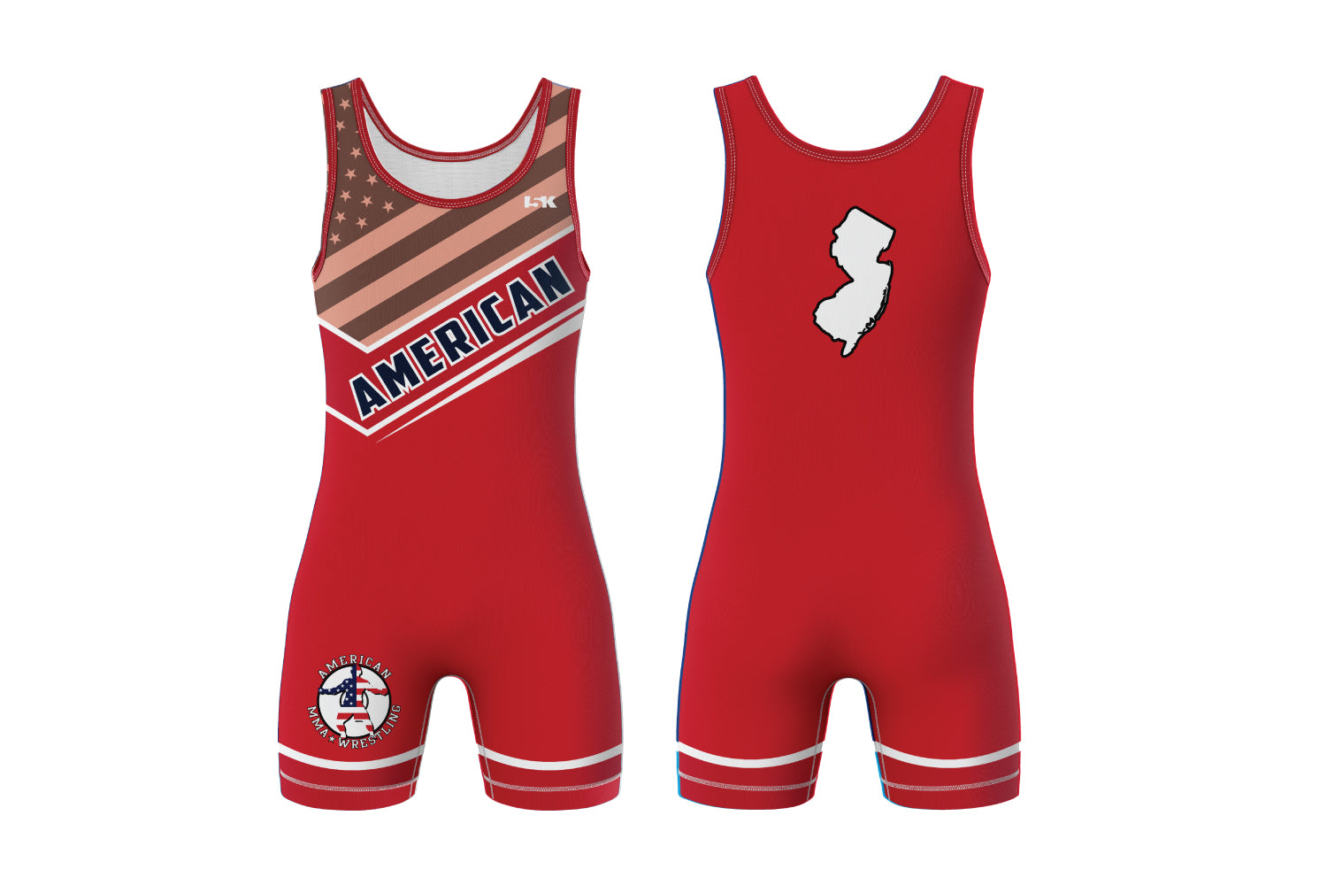 American MMA Wrestling Freestyle Wrestling Men's Singlet - Red