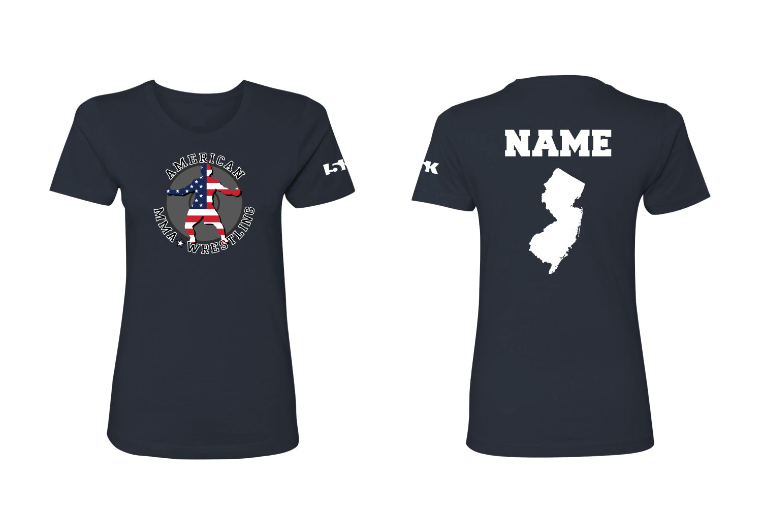 American MMA Wretling Cotton Women's Crew Tee - Navy