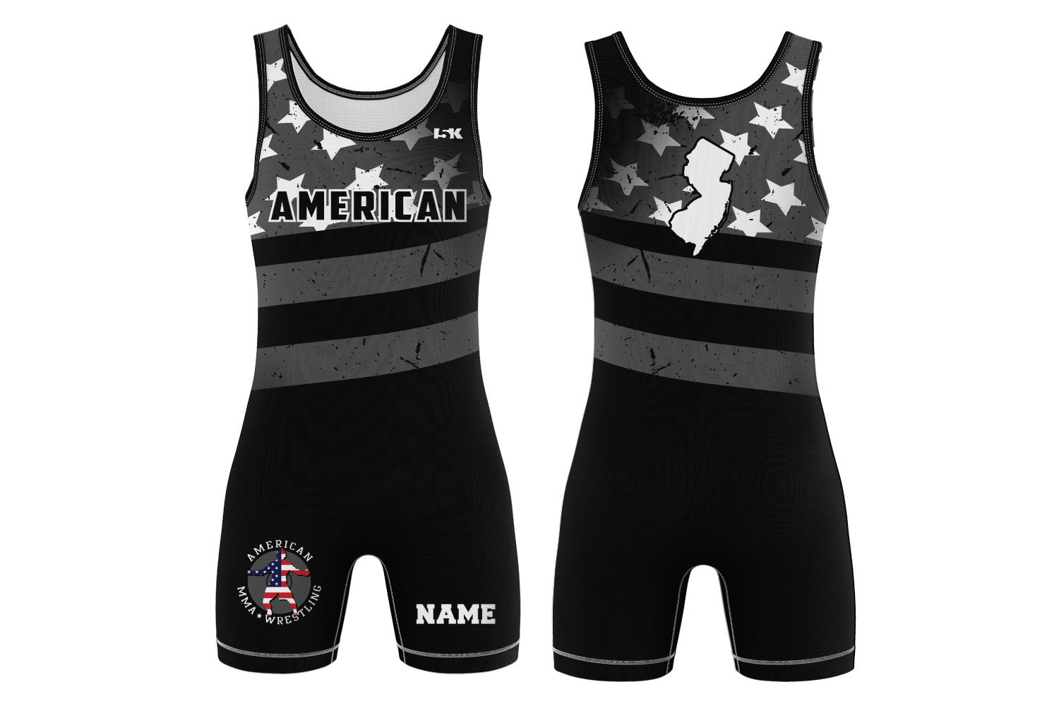 American MMA Wrestling Sublimated Men's Singlet - Black