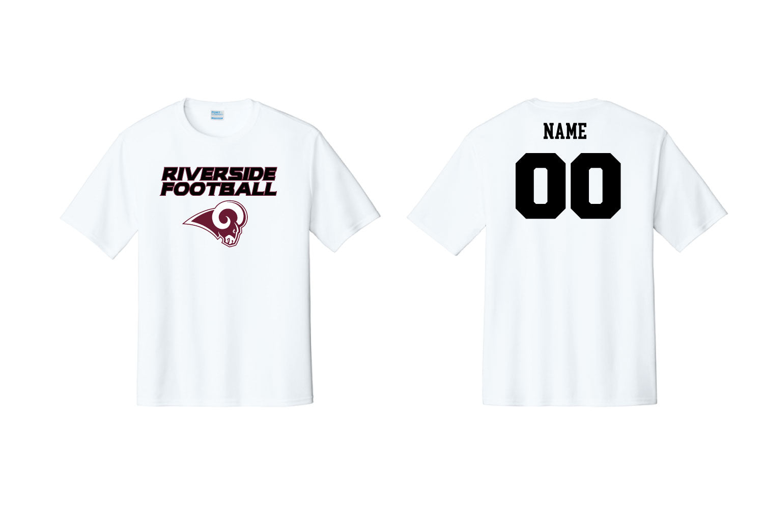 Riverside Rams Football Dryfit Performance Tee - White