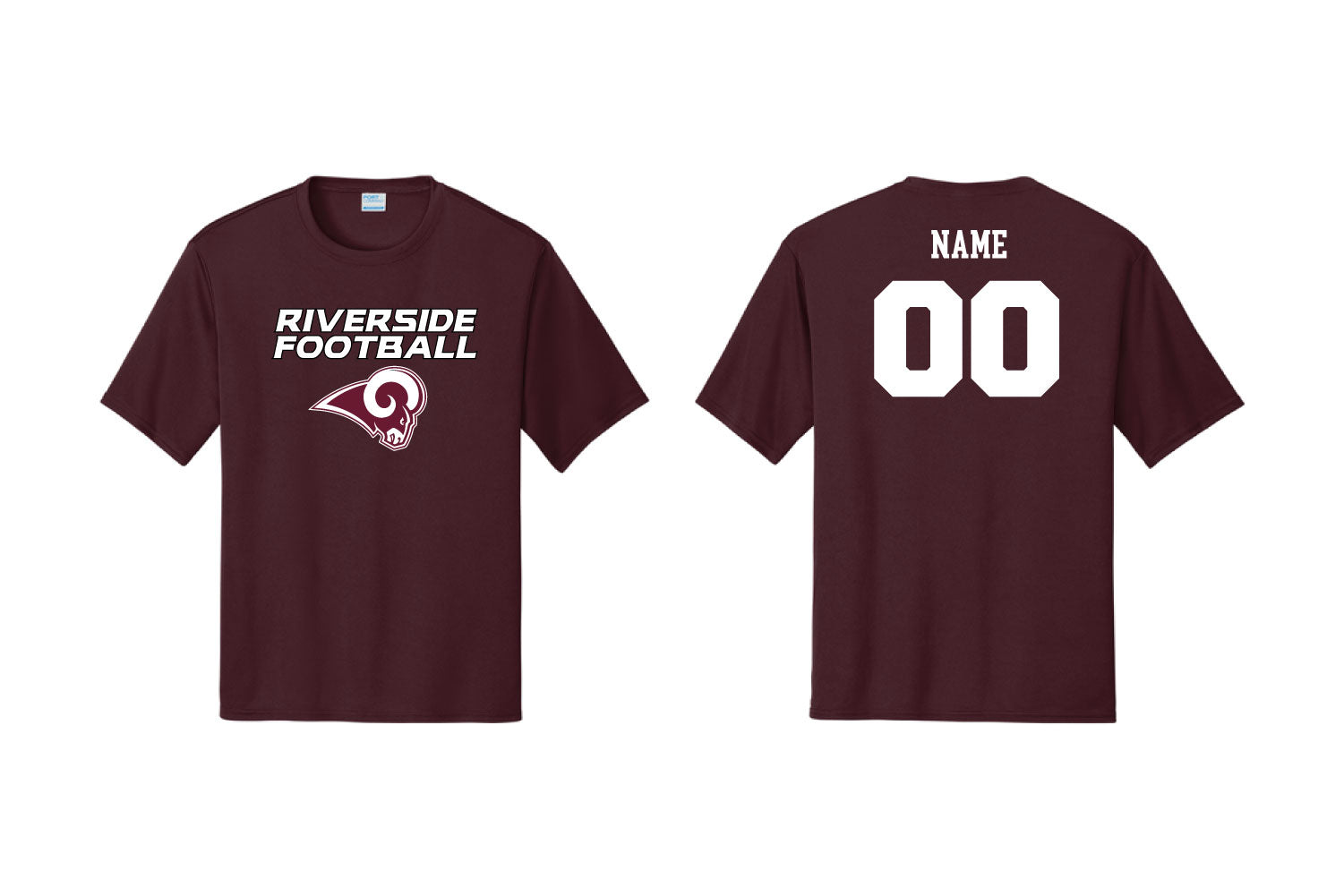 Riverside Rams Football Dryfit Performance Tee - Maroon