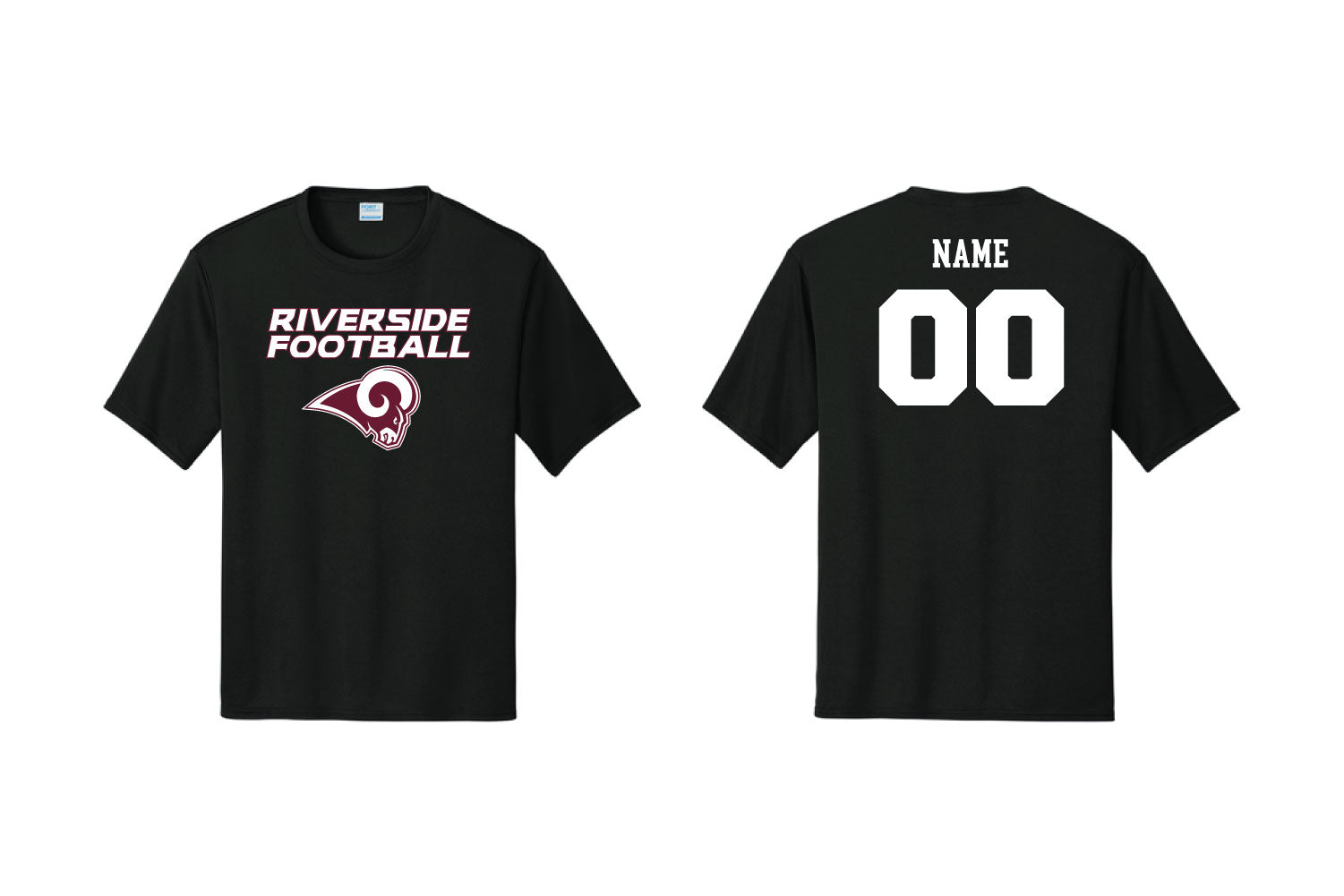 Riverside Rams Football Dryfit Performance Tee - Black