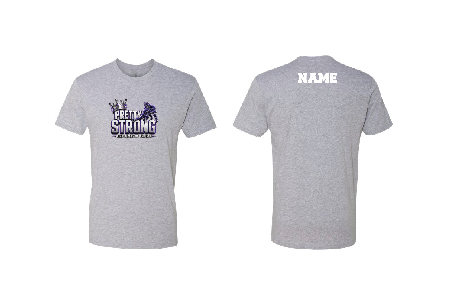 Pretty Strong Girls Wrestling Cotton Crew Tee - Gray