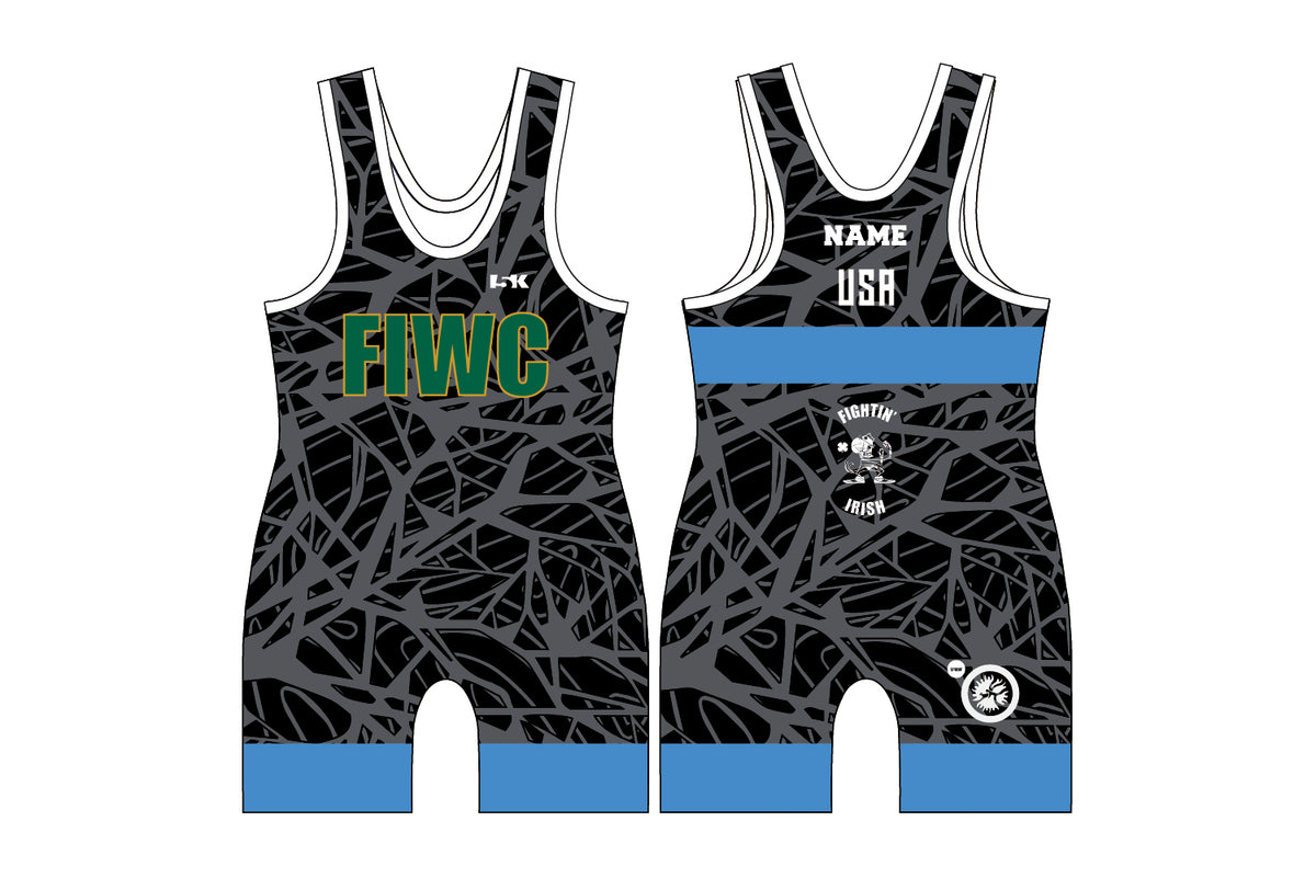Fightin' Irish Wrestling Sublimated Men's Singlet - Freestyle Blue Design