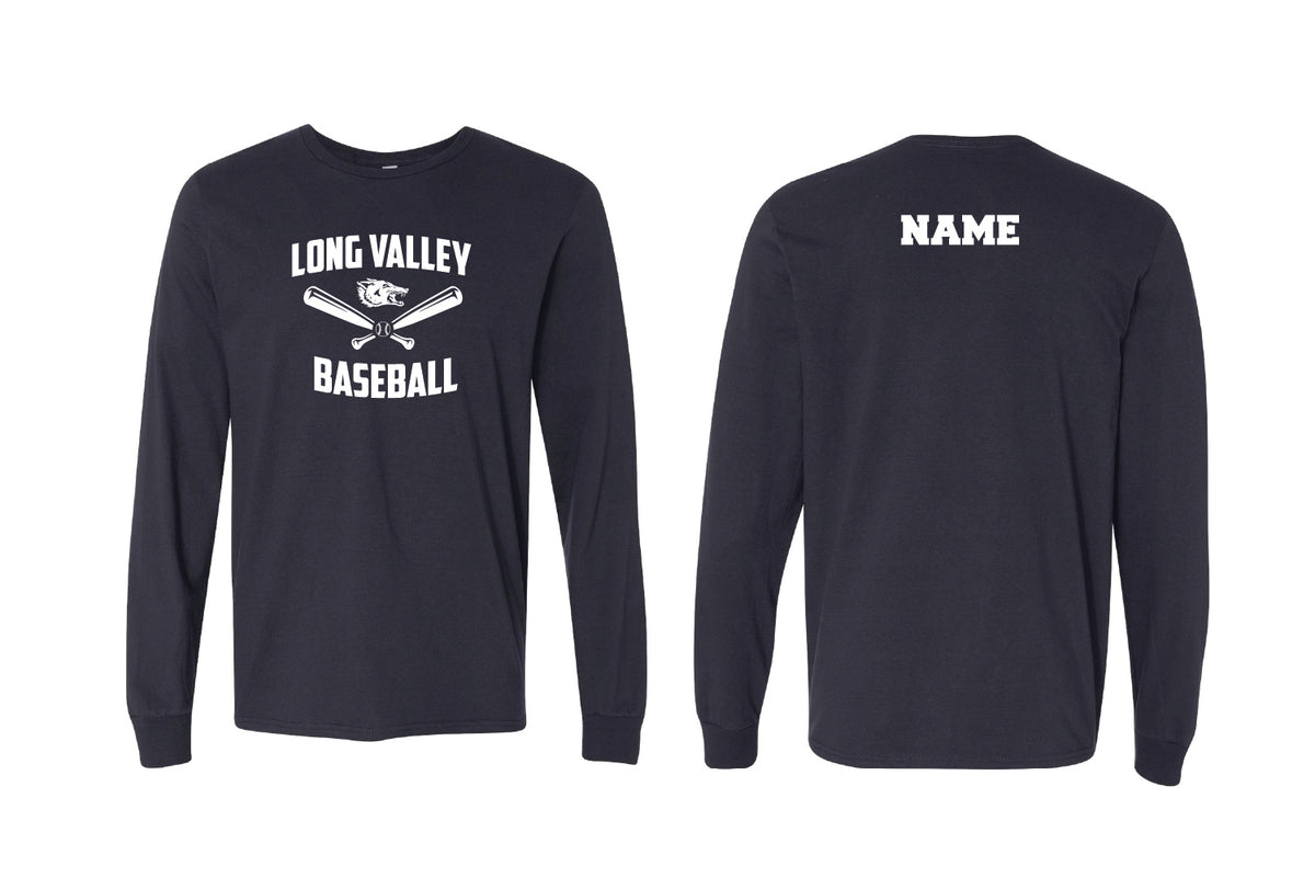 Long Valley Baseball Cotton Long Sleeve Shirt - Navy
