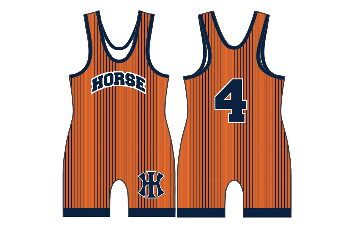 Iron Horse Wrestling Sublimated Men's Singlet - Design 3 (Orange)